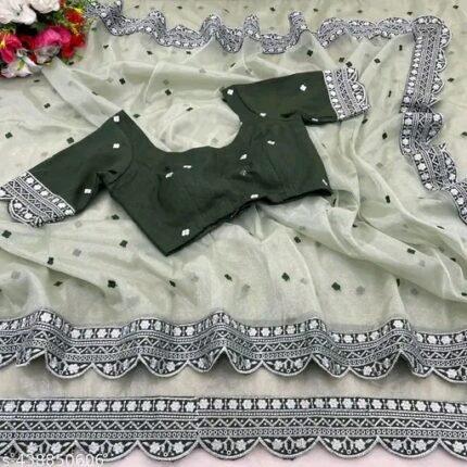 Fancy Stylish Green  Woman saree