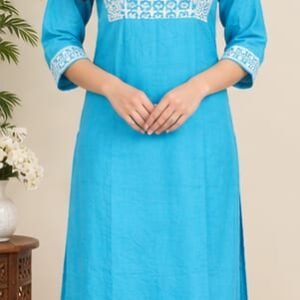 Women’s Elegant Cotton Blend Kurti Palazzo Set
