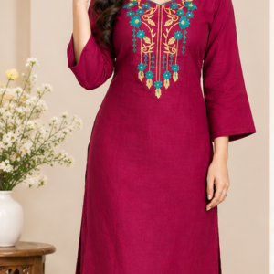 Maharoon Embroidery kurti for women